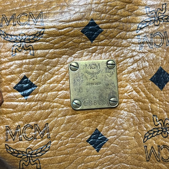 MCM Vintage Cognac Monogram Visetos Boston Bag Coated Canvas, Medium Great Shape - Picture 3 of 9